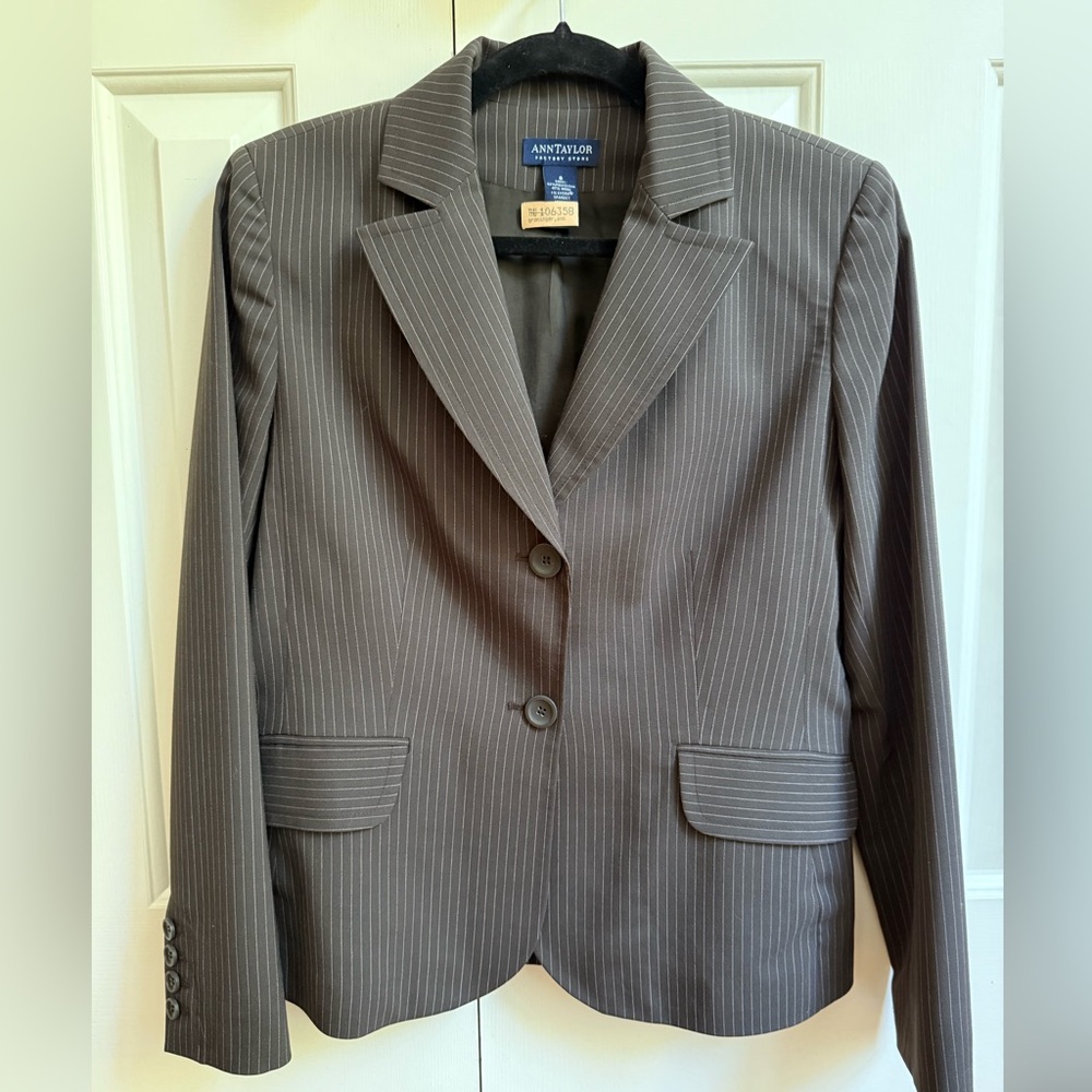 Ann Taylor Factory Gray Pinstripe Suit
